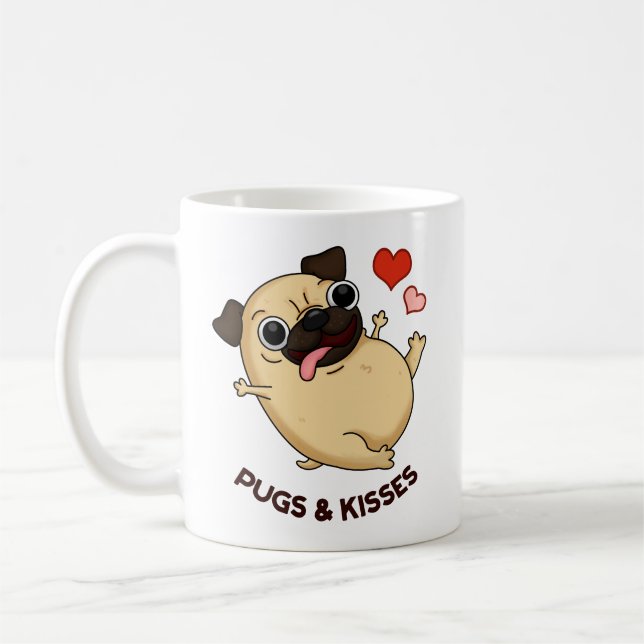 Mops und Kisses Funny Dog Puff Kaffeetasse (Links)