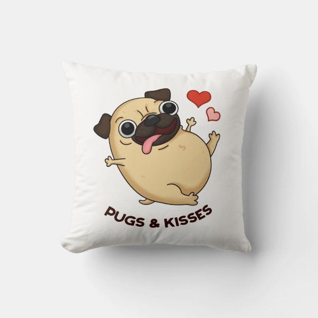 Mops und Kisses Funny Dog Puff Kissen (Vorderseite)