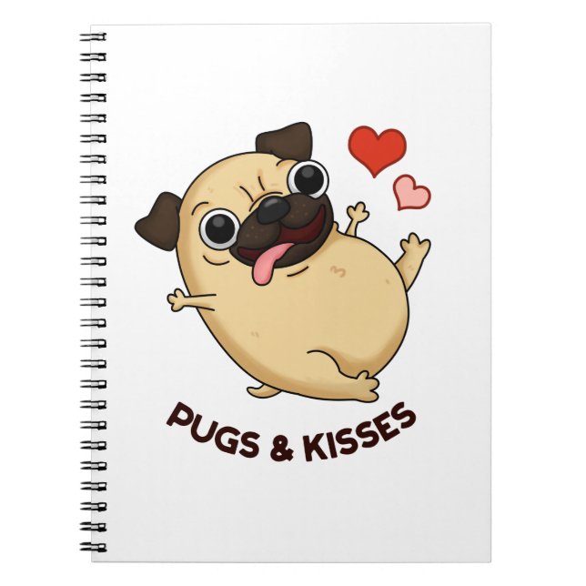 Mops und Kisses Funny Dog Puff Notizblock (Vorderseite)