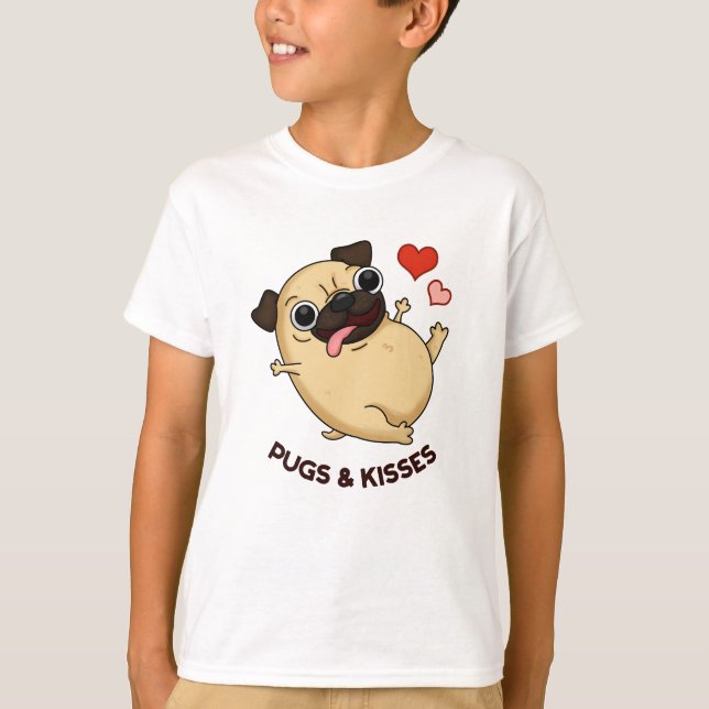 Mops und Kisses Funny Dog Puff T-Shirt (Vorderseite)