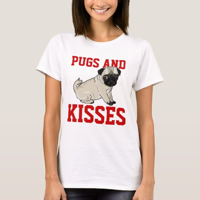 Mops-und Kuss-Damen-Shirt T-Shirt (Vorderseite)
