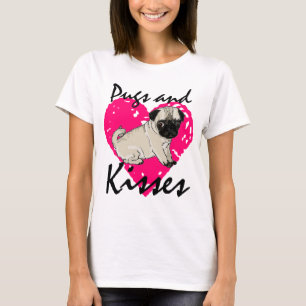 Mops-und Kuss-Damen-Shirt T-Shirt