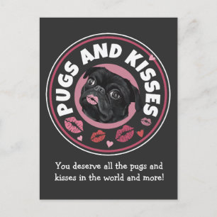Mops und Küsse Punny Mops Lovers Liebe Message Postkarte