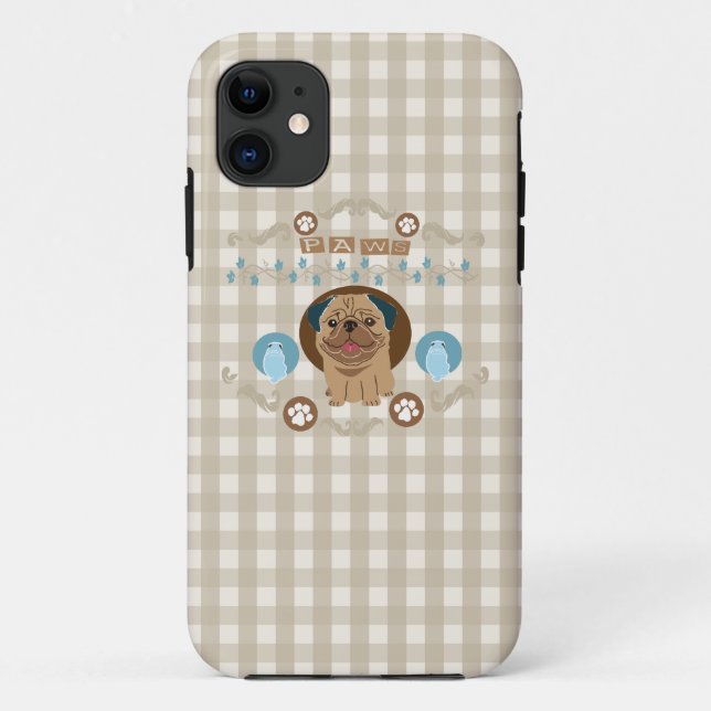Mops und Pfoten Case-Mate iPhone Hülle (Rückseite)