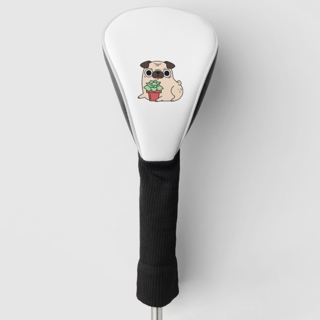 Mops und sukkulente Pflanze Golf Headcover (Vorderseite)