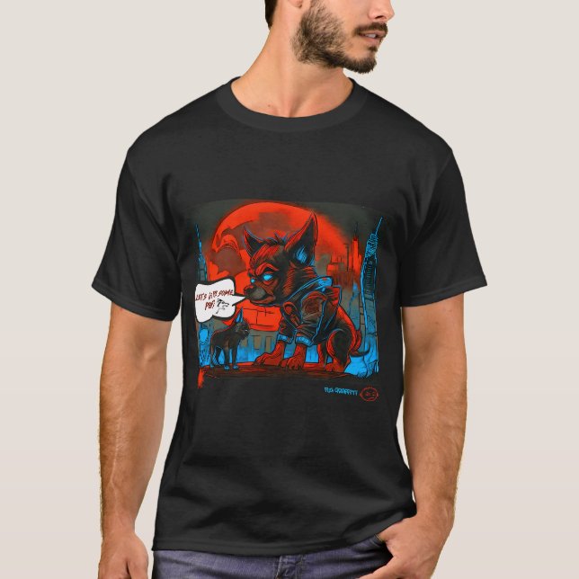 Mops und Werwolf Graffiti Kunst 11 T-Shirt (Vorderseite)