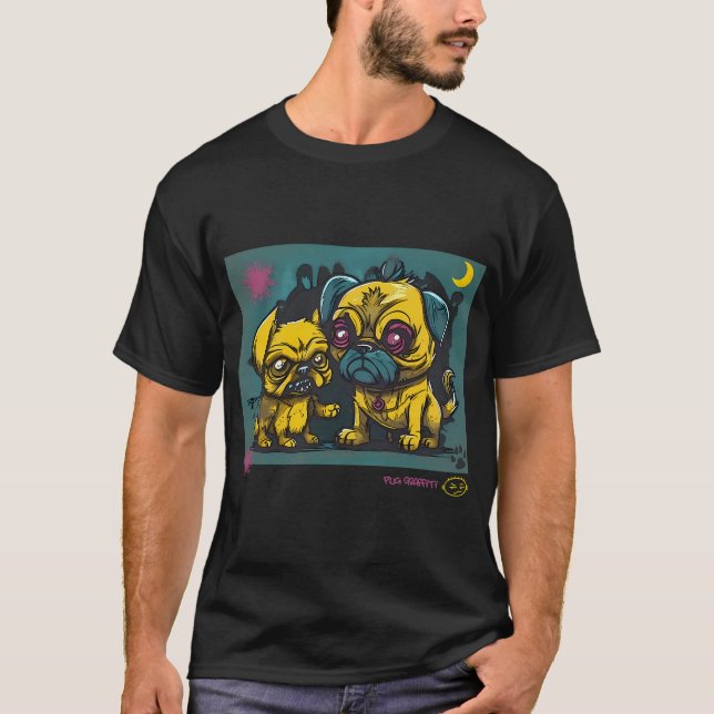 Mops und Werwolf Graffiti Kunst 4 T-Shirt (Vorderseite)
