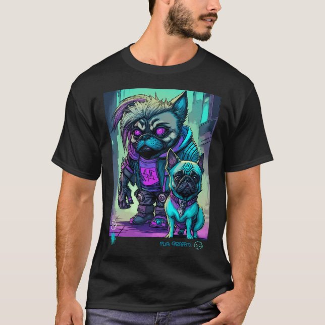 Mops und Werwolf Graffiti-Kunst 6 T-Shirt (Vorderseite)