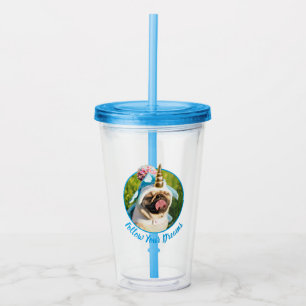 Mops Unicorn Acryltrinkbecher