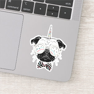 Mops Unicorn   einzigartig sein Aufkleber