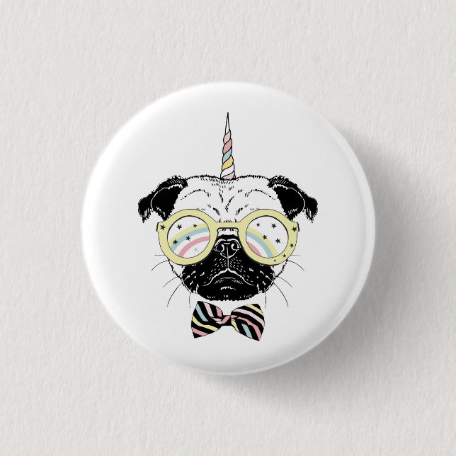Mops Unicorn| einzigartig sein Button (Vorderseite)
