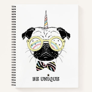 Mops Unicorn   einzigartig sein Notizbuch