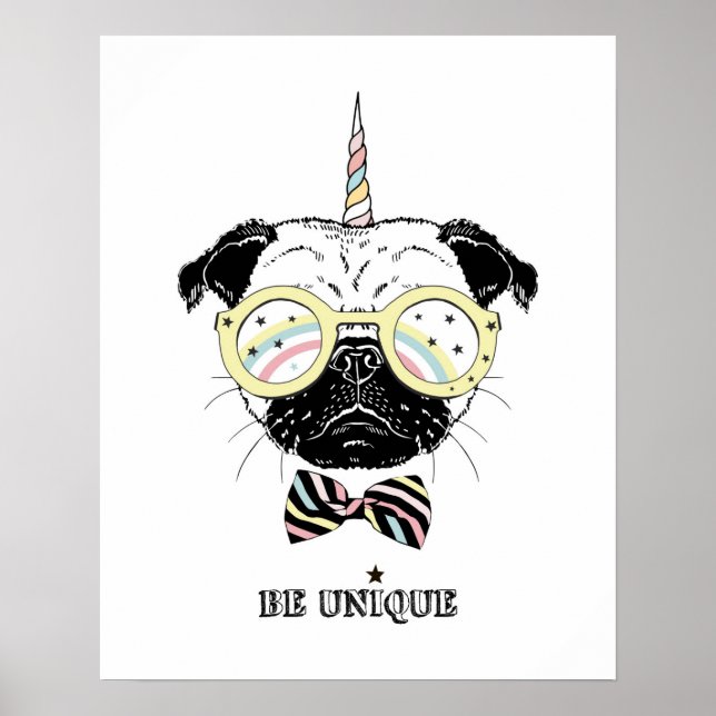 Mops Unicorn | einzigartig sein Poster (Vorne)