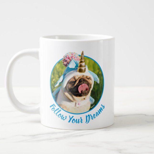 Mops Unicorn Jumbo-Tasse (Links)