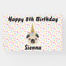 Mops Unicorn Little Girl Geburtstagsparty Banner