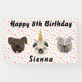 Mops Unicorn Little Girl Geburtstagsparty Banner