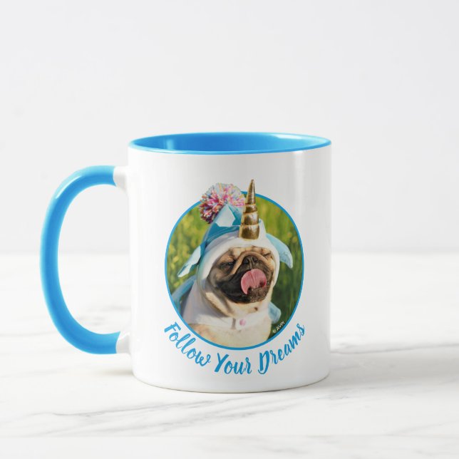 Mops Unicorn Tasse (Links)