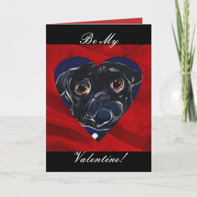 Mops Valentine Feiertagskarte (Vorderseite)