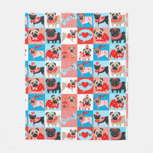 Mops Valentine Quilt Fleecedecke