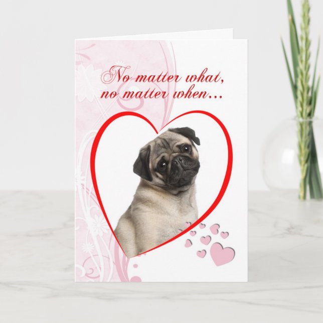 Mops Valentinkarte Feiertagskarte (Vorderseite)