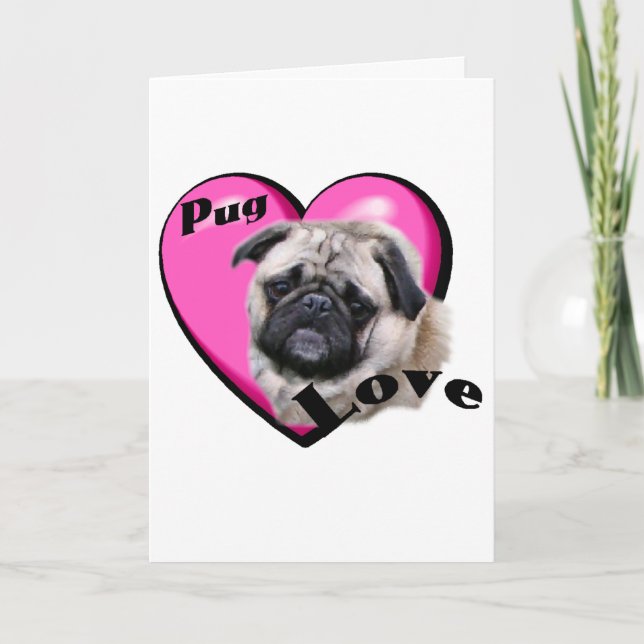 Mops-Valentinstag Feiertagskarte (Vorderseite)