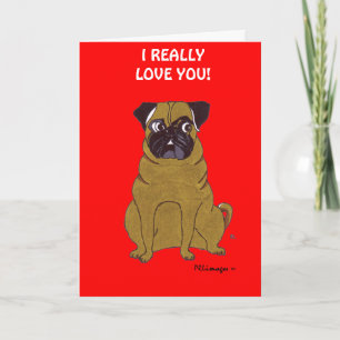 Mops Valentinstag Grußkarte Feiertagskarte