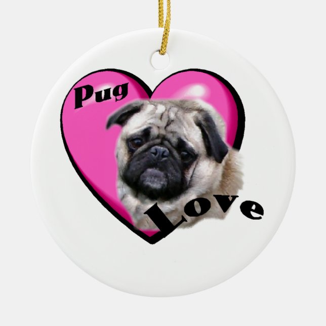 Mops Valentinstag Keramik Ornament (Vorne)