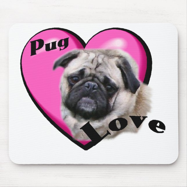 Mops Valentinstag Mousepad (Vorne)