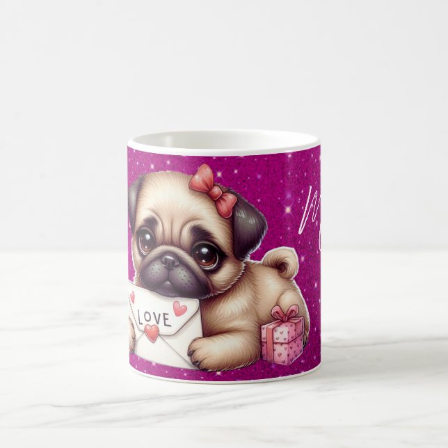 Mops Valentinstag Personalisierter Mops Welpe Lieb Kaffeetasse (Mittel)