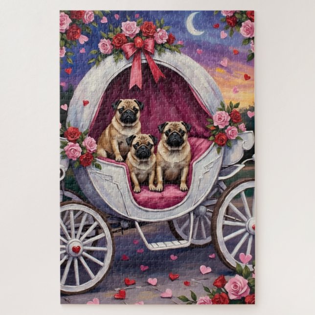 Mops Valentinstag Puzzle (Vertikal)
