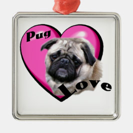 Mops Valentinstag Silbernes Ornament