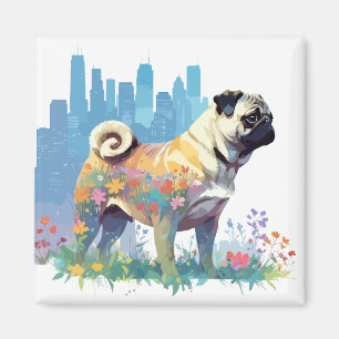 Mops Vector Art Animal in the Majestic Nature Wild Magnet