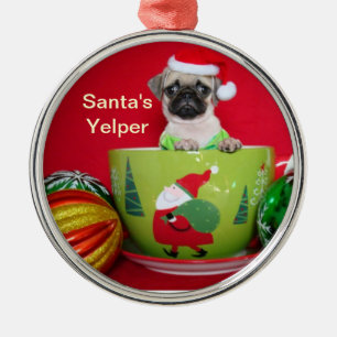 Mops-Verzierung Silbernes Ornament