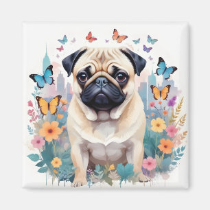 Mops Vintage Tier Natur Umwelt Stadt Kunst Magnet