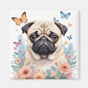 Mops Vintage Tier Natur Umwelt Stadt Kunst Magnet