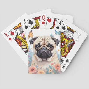 Mops Vintage Tier Natur Umwelt Stadt Kunst Spielkarten