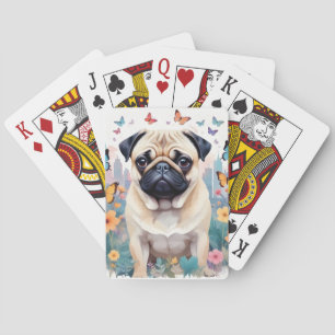 Mops Vintage Tier Natur Umwelt Stadt Kunst Spielkarten