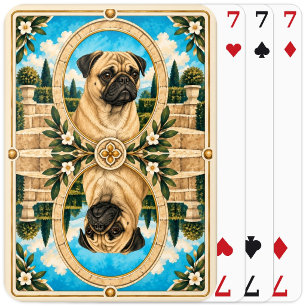 Mops, Vintage-Wasserfarben-Hunde-Kunst Spielkarten
