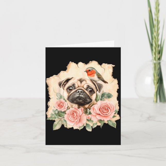Mops Vogel süßer Hund lustiger Mops  Karte (Vorderseite)