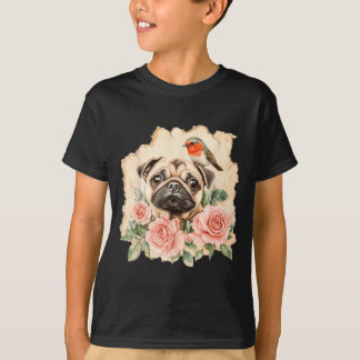 Mops Vogel süßer Hund lustiger Mops  T-Shirt