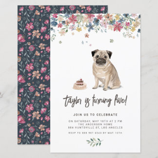 Mops von Aquarell Geburtstagsparty Einladung
