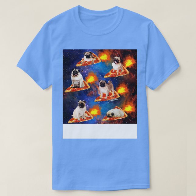 Mops von Space Riding Pizza T-Shirt (Design vorne)