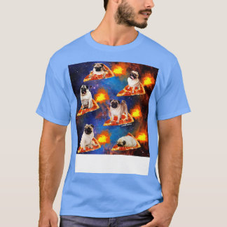 Mops von Space Riding Pizza T-Shirt