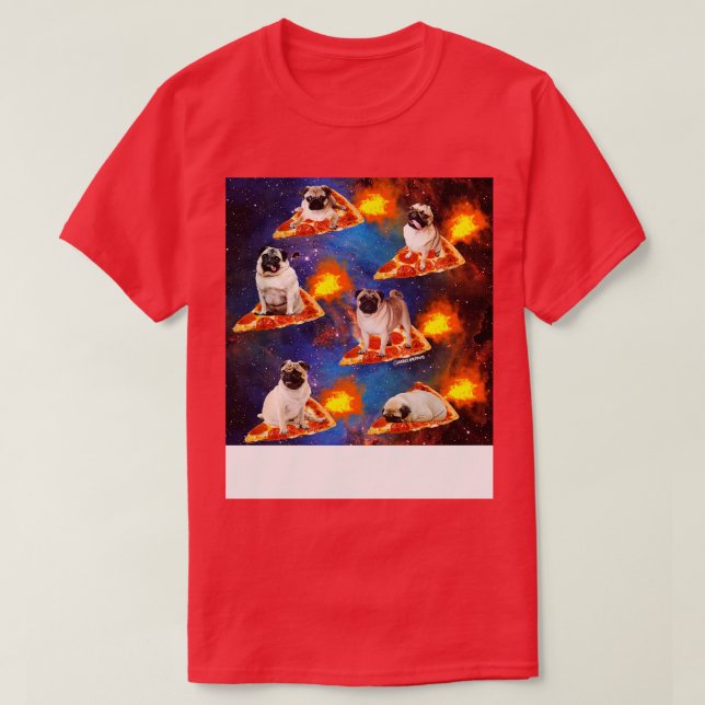 Mops von Space Riding Pizza T-Shirt (Design vorne)