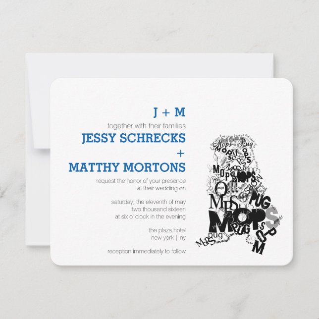 Mops von Typen Einladung (Vorderseite)