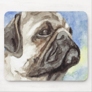 Mops-Wasserfarben-Porträt Mousepad