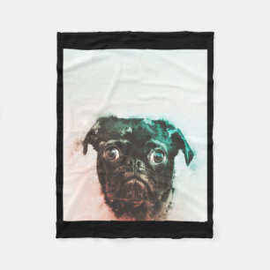 Mops Watercolor Niedlicher Mops Dog Art Aquarell Fleecedecke