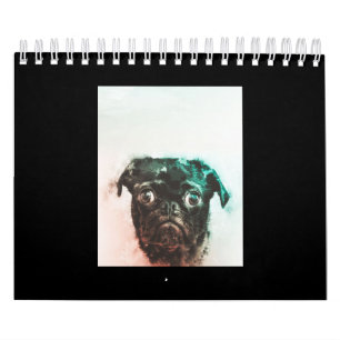 Mops Watercolor Niedlicher Mops Dog Art Aquarell Kalender