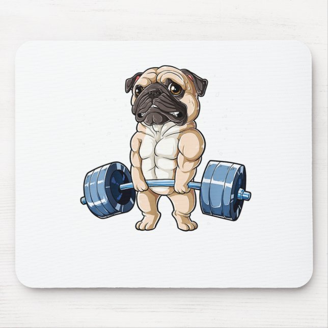 Mops Weightlift Funny Deadlift Fitness Männer Mousepad (Vorne)