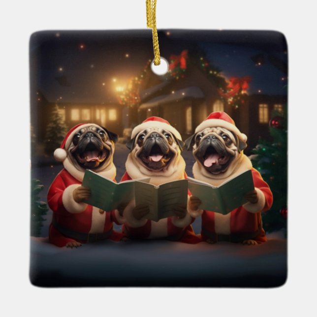Mops Weihnachten Feiertag Keramikornament (Vorderseite)